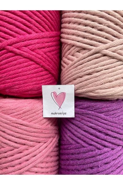 Makromİps MACROME STRING (4 pieces X 250 gr) COTTON SINGLE STRING SCAN HOBBY KEYCHAIN PACK RAINBOW BAG STRING