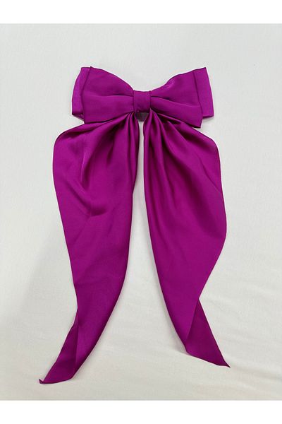 Elvinege Aksesuar Fundita din satin fucsia - coada lunga si clema de par automata