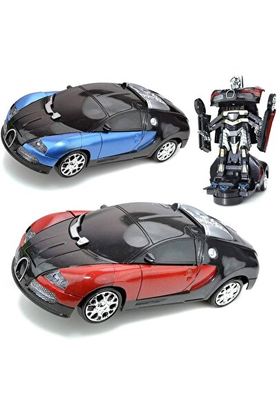 Ailenizin Oyuncakçısı Robota Dönüşen Işıklı Sesli Pilli Oyuncak Araba Bugatti Modelli Oyuncak Transformers Araba