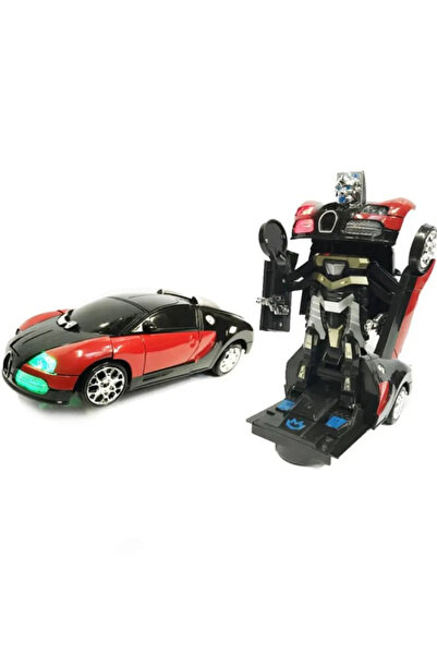 Ailenizin Oyuncakçısı Robota Dönüşen Işıklı Sesli Pilli Oyuncak Araba Bugatti Modelli Oyuncak Transformers Araba