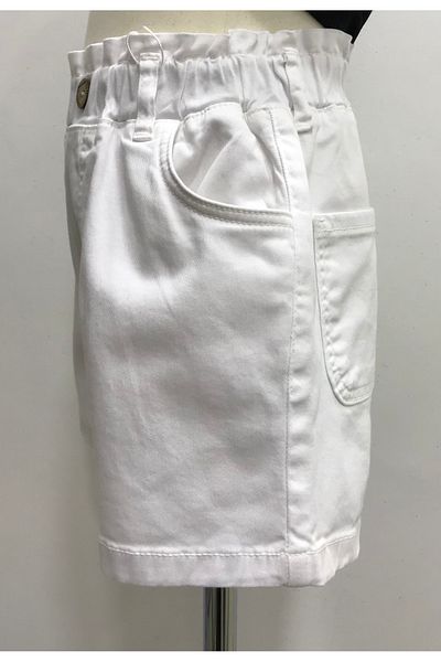 Çikoby Girl's Elastic Waisted White Shorts