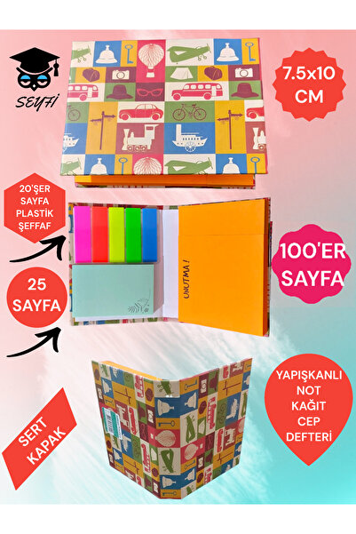 SEYFİKİRTASİYE YAPIŞKANLI NOT KAĞIDI CEP DEFTERİ MODEL POST-İT DEFTERİ YAPIŞK...