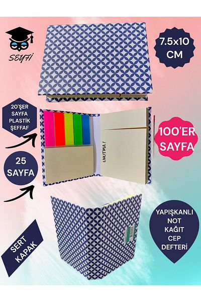 SEYFİKİRTASİYE ADHESIVE NOTE PAPER POCKET NOTEBOOK MODEL POST-IT NOTEBOOK ADHESIVE PAPER SET
