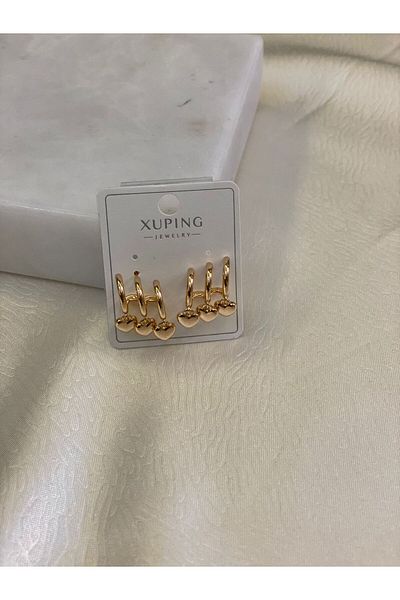 Magicway Three Band Huggie Steel Gold Gold Hoop Earrings