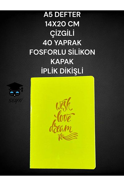 SEYFİKİRTASİYE A5 NOTEBOOK 14X20 CM STRIPED 40 SHEETS PHOSPHORIZED SILICONE COVER THREAD STITCHED