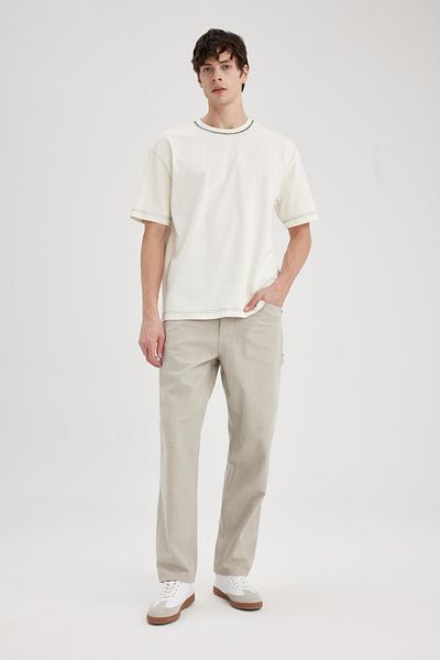 DeFacto Relax-Fit-Hose, Leinenmischung, gerades Bein mit Taschen, B4532ax24sp