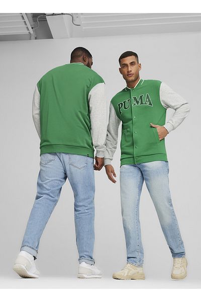 Puma 67897186   Πράσινο ανδρικό μπουφάν SQUAD Track - Γιακάς με κουκούλα, φούτερ με κανονική εφαρμογή