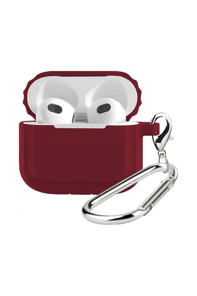 Buff Airpods 3 Uyumlu  Rubber Silikon Kılıf Şarap Kırmızısı