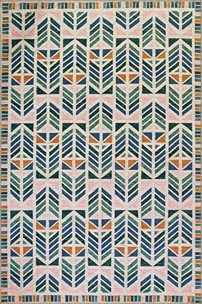 Rugs Modern Halı Light Blue Triangle Geometric and Flowing Motif Woven Base C...