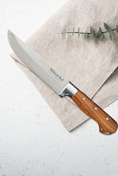 Minteks Ahşap Saplı Çelik Bilezikli İnci Kaplama 30cm Et Bıçağı Bıçak No:10