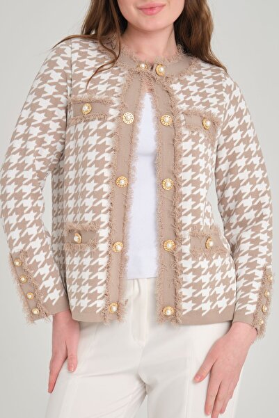 trikobis PUMPY FOOT PATTERNED BANDS WITH TASSEL DETAIL AND GOLD BUTTONED TRICOT JACKET