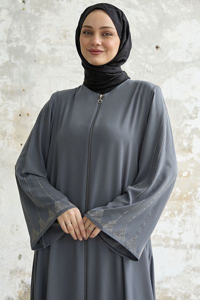 InStyle ذراع واسعة مرصعة بالأحجار - رمادي