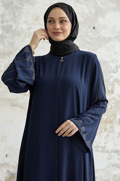 InStyle Stoned Wide Sleeve Ferace - Navy Blue