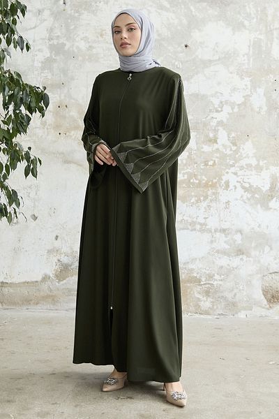 InStyle Jeweled Wide Arm Ferace - Χακί