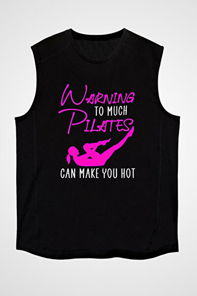 Darkhane تي شيرت بيلاتيس أسود بدون أكمام للجنسين - تي شيرت بأكمام قصيرة