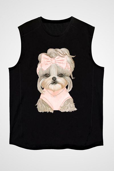 Darkhane Black Pudel Ribbon Unisex Sleeveless T-Shirt - Cut Sleeve T-Shirt