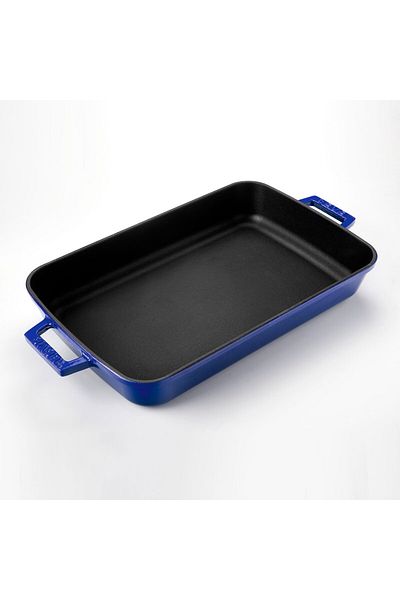 Lava Cast Rectangular Rosto and Oven Tray Cast Iron Solid Double Handle Size 26x40cm