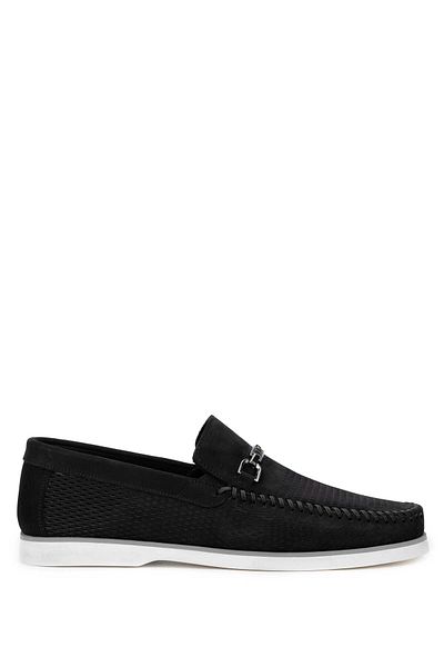 Tamer Tanca Men's Genuine Leather Black Nubuck Loafers