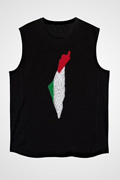 Darkhane تي شيرت فلسطين أسود للجنسين بأكمام قصيرة