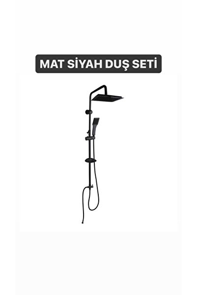 Boheme Fleko (3lü Set) Siyah Duş Seti, Siyah Banyo ve Lavabo Bataryası