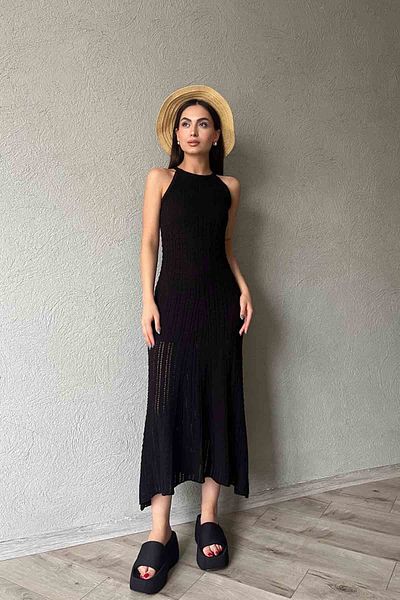 Seda Yalçın Atelier Black Openwork Knitwear Dress