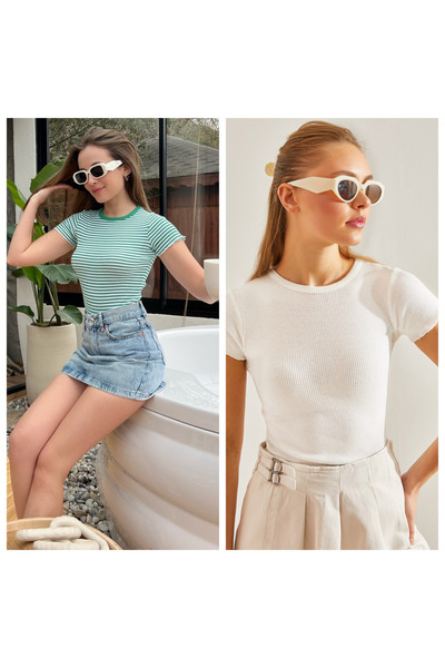 Bianco Lucci Γυναικεία ριγέ ριγέ καμιζόλα διπλή μπλούζα60201023