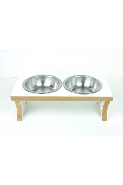 RealWood Wooden Steel Bowl Cat-Dog Food and Water Bowl Stand-2*350 Ml