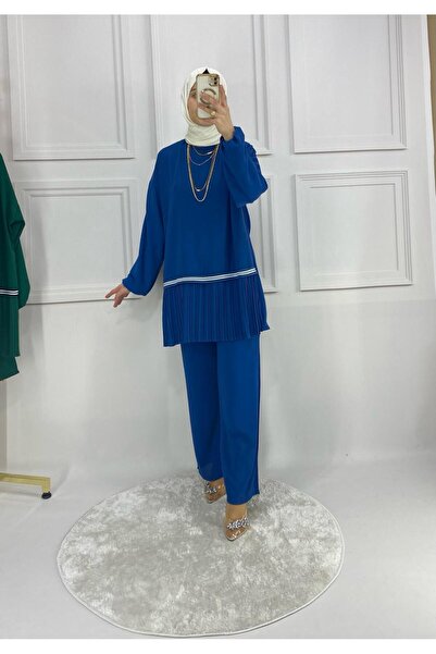 PIRLANTA GİYİM Kadın Mavi Piliseli Takın - 321