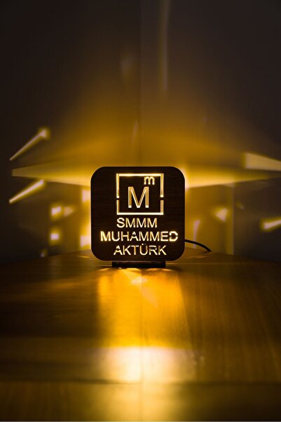 Quun Ahşap Masa Üzeri Işıklı Isimlik Hediyelik Eşya