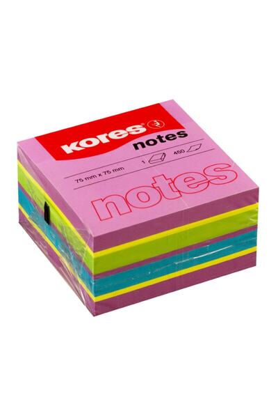 kores Самозалепващи листчета 75*75 мм неонови, пролетен микс, 450 броя