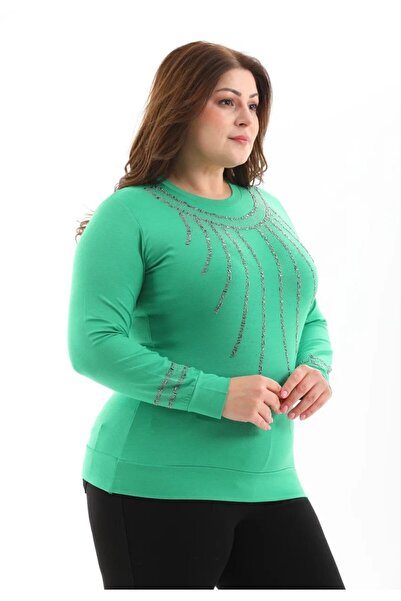 Aylin GÜNCÜOĞLU SLIM FIT BLUZĂ SPORTIVĂ DIN BUMBAC PEȚELIT CU MÂNECĂ LUNGĂ, G...