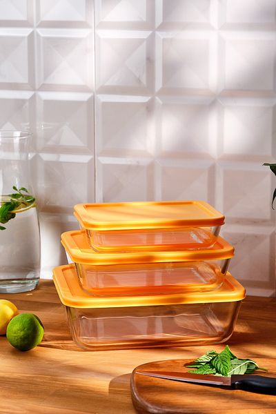 Emsan Daisy 3-piece Borosilicate Storage Set