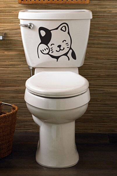 Dijitonline ملصق مقعد المرحاض على شكل قطة لطيفة - ملصق منزلي - ملصق حائط