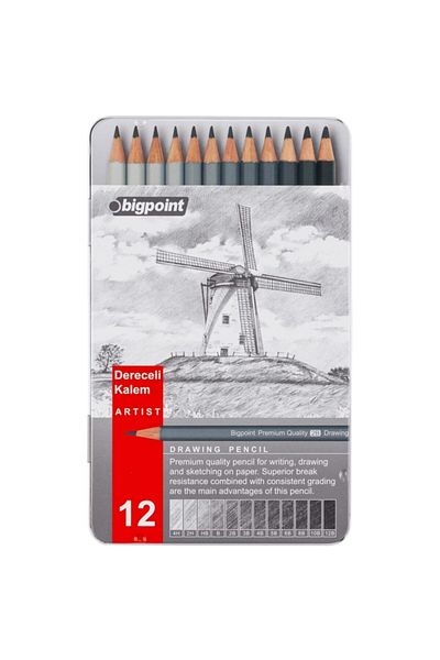Bigpoint Set of 12 Graduated Pencils - Metal Box Bp947