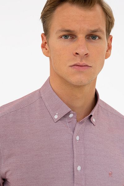 Pierre Cardin Πουκάμισο Claret Red Slim Fit Oxford
