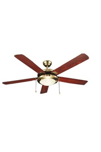 KAŞKAR Taflan Ahşap Kahverengi 5 Kanatlı Lambalı Avizeli Dış Mekan Tavan Vantilatörü