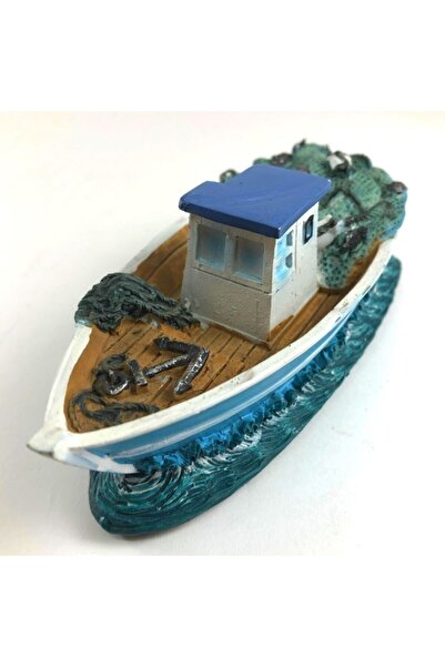 ArtemisDükkan Deniz Temalı Balıkçı Taka Tekne Kayık Gemi Dekoratif Biblo 13 Cm