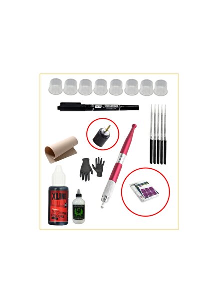 XLINETATTOO Xlh-129 Hand Poke Bittor Black Dövme Seti - 9 Parça