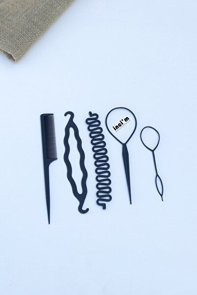 İnci'm Accessories Ženski 5-dijelni aparat za pravljenje punđa u crnoj boji s...