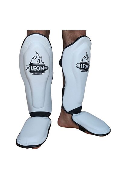 By Leon 1982 Leon Solid Muay Thai and Kick Boxing Foot and Kaval Protector White