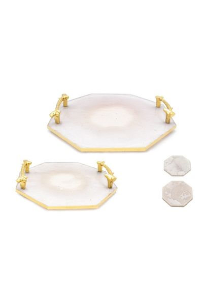 Yavuz Süs Epoxy Octagonal Double Set Engagement & Promise Tray Gold
