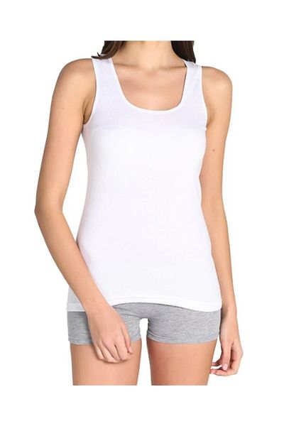 Tutku Tricou Elestan, alb, cu bretele late, 6 piese