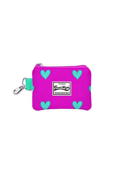 Coral High Unisex Pink Heart Patterned Kids Patterned Coin Purse