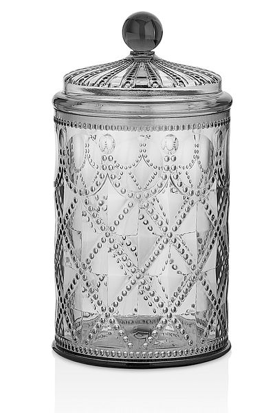 Hane 3-Piece Barocco Acrylic Smoked Jar & Storage & Spice Bowl Set 18cm