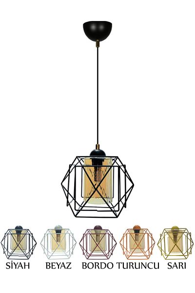 MŞ Aydınlatma Titan Black Single Chandelier with Honey Glass