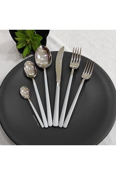 BRONDOFF Lilyum 36 Piece Gray Steel Fork Spoon Knife Set