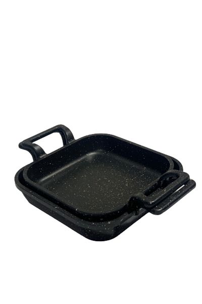 Eda Cast Granite Coated Square Bowl Set of 2 (18-20) Cm