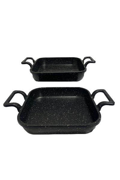 Eda Cast Granite Coated Square Bowl Set of 2 (18-20) Cm