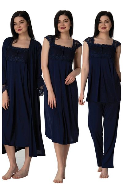 Effortt Women's Navy Blue Lace Sleeves Maternity Pregnant Set of 4 Effortt 2305l