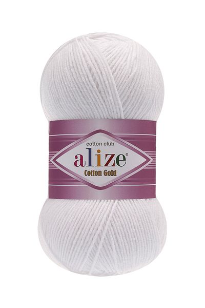 Alize Cotton Gold 55 White Color Cotton Hand Knitting Rope - 5 Pieces